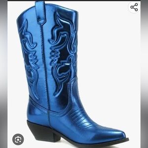 Soda Blue Metallic Cowboy Boots